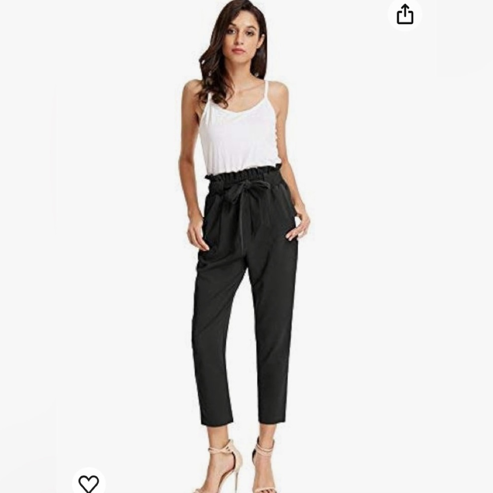GRACE KARIN Women's Cropped Paper Bag Waist Pants with Pockets